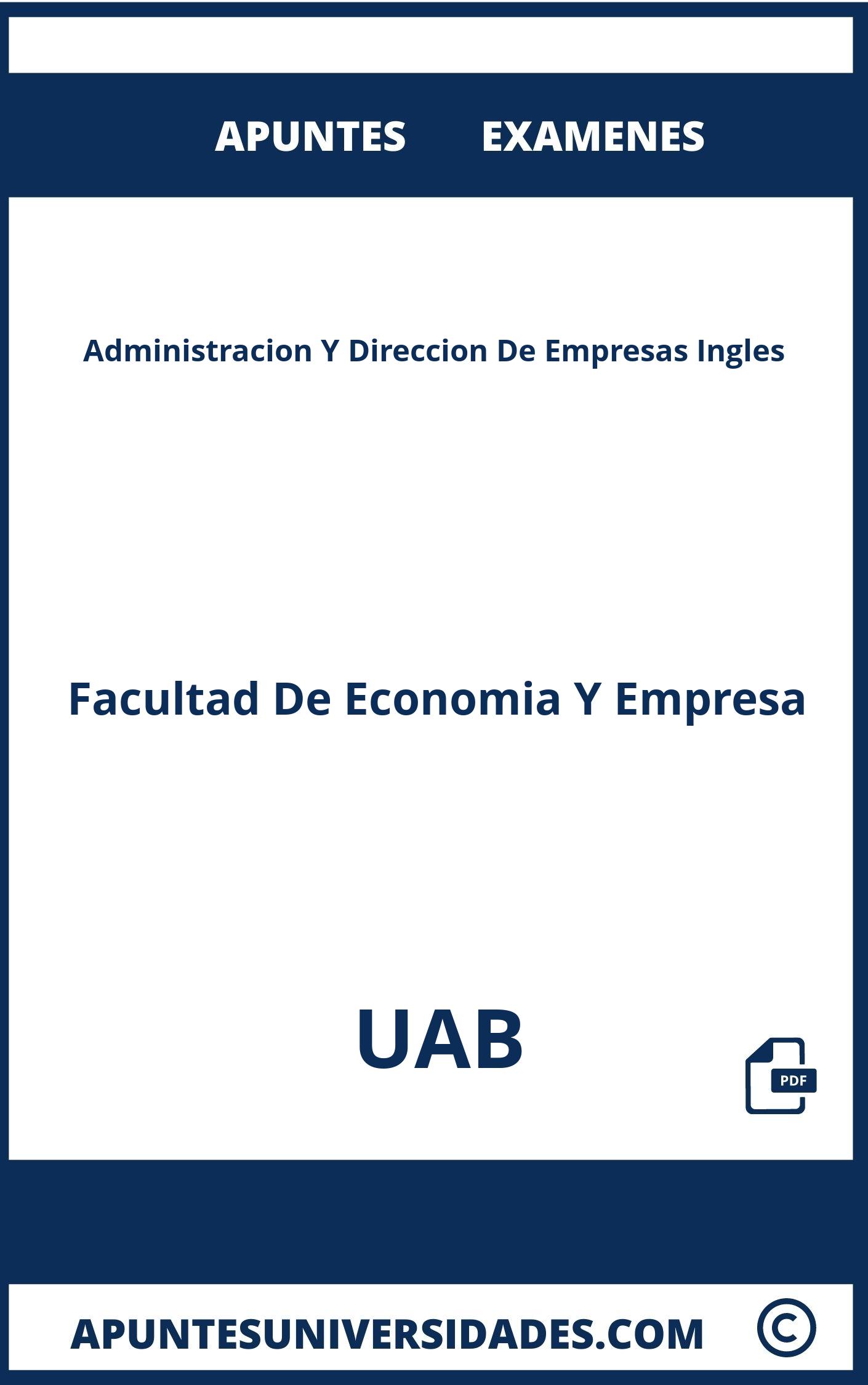 Apuntes y Examenes de Administracion Y Direccion De Empresas Ingles UAB