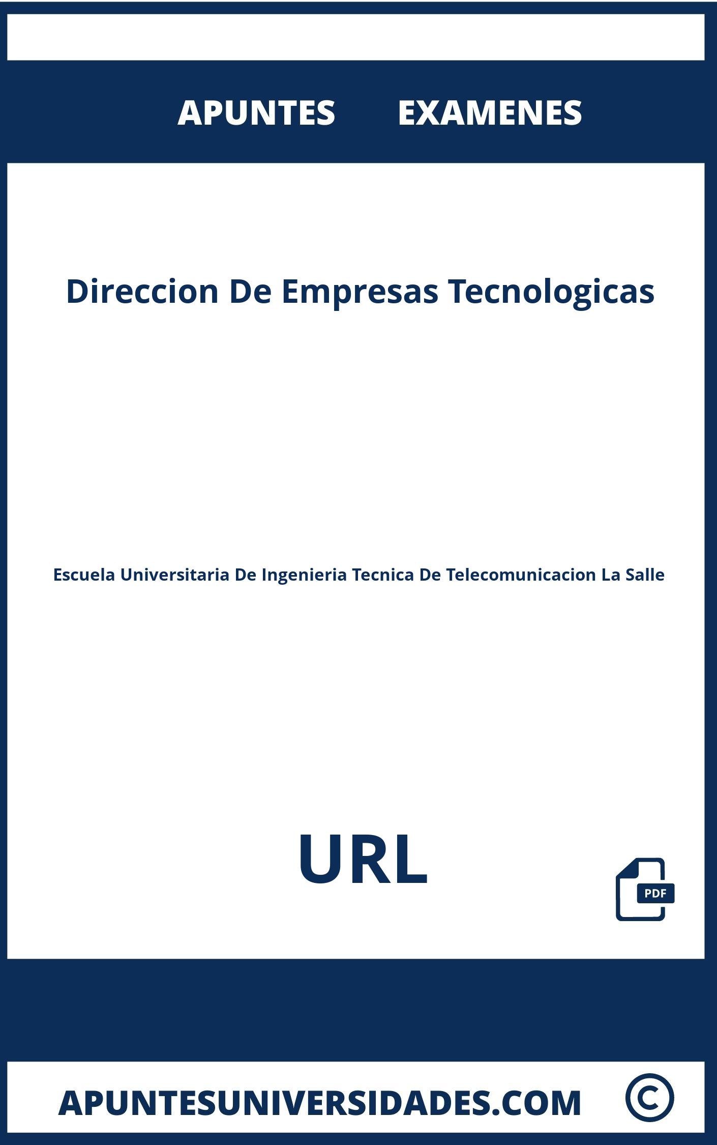 Examenes y Apuntes de Direccion De Empresas Tecnologicas URL