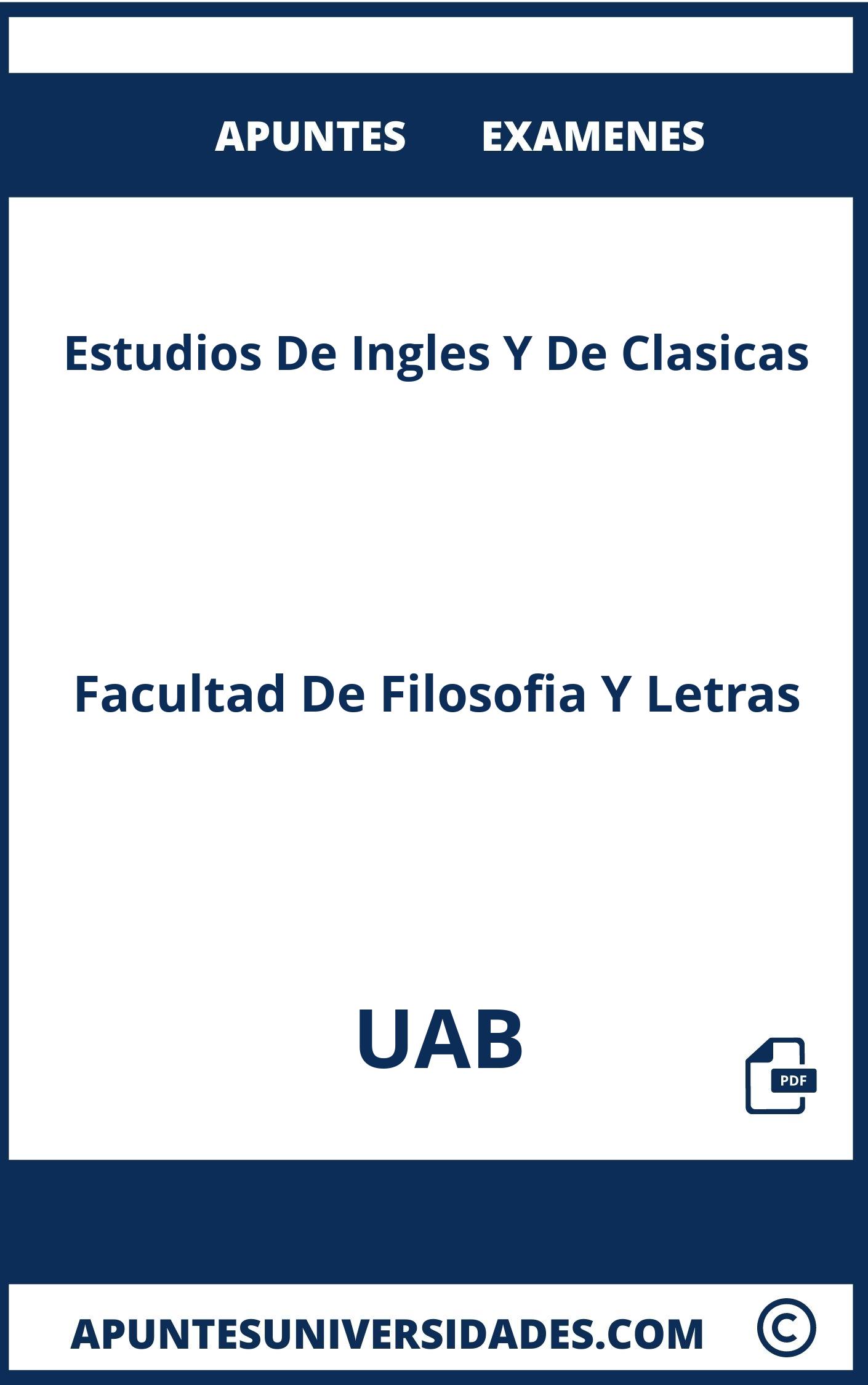Apuntes y Examenes de Estudios De Ingles Y De Clasicas UAB