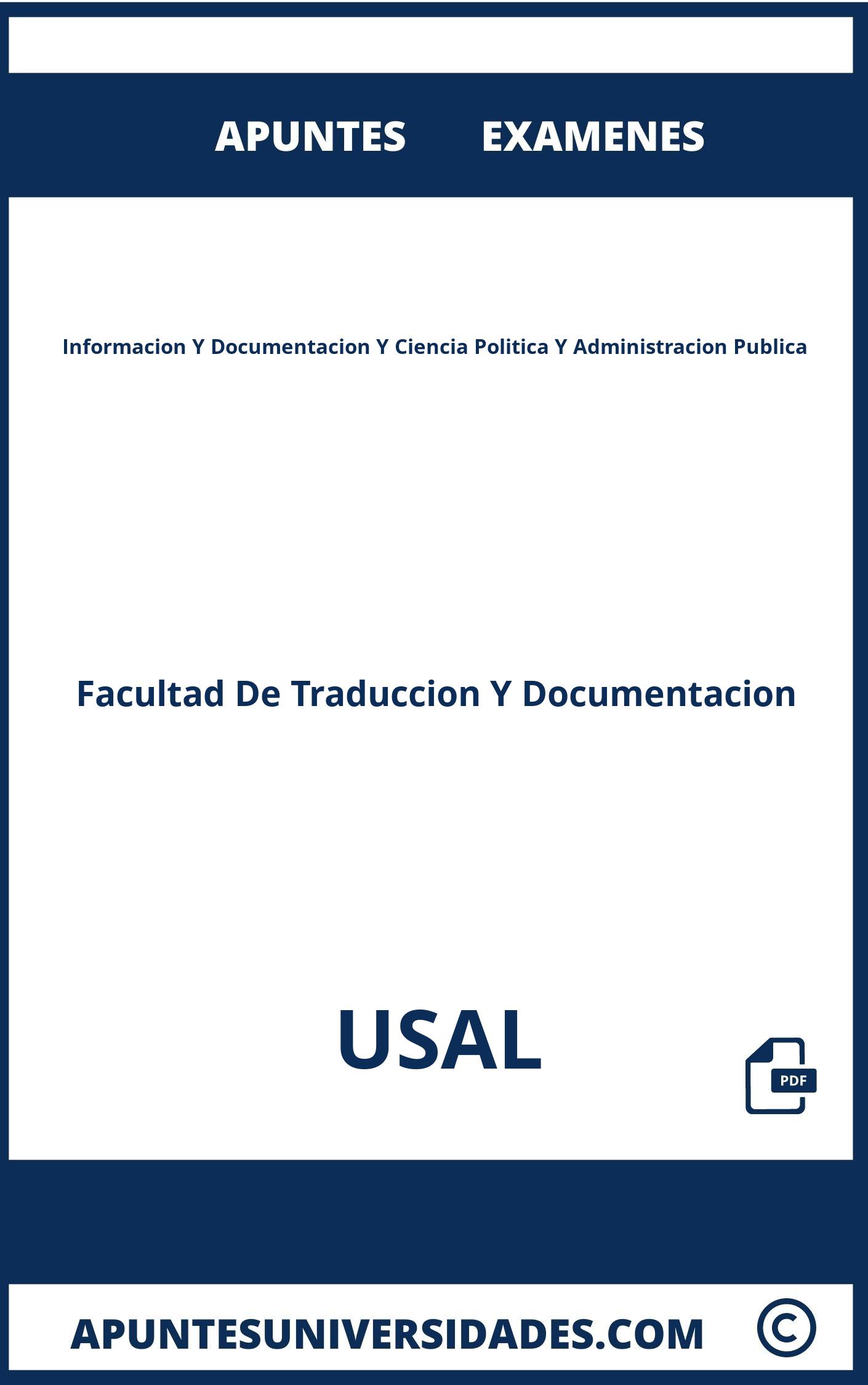Examenes y Apuntes Informacion Y Documentacion Y Ciencia Politica Y Administracion Publica USAL