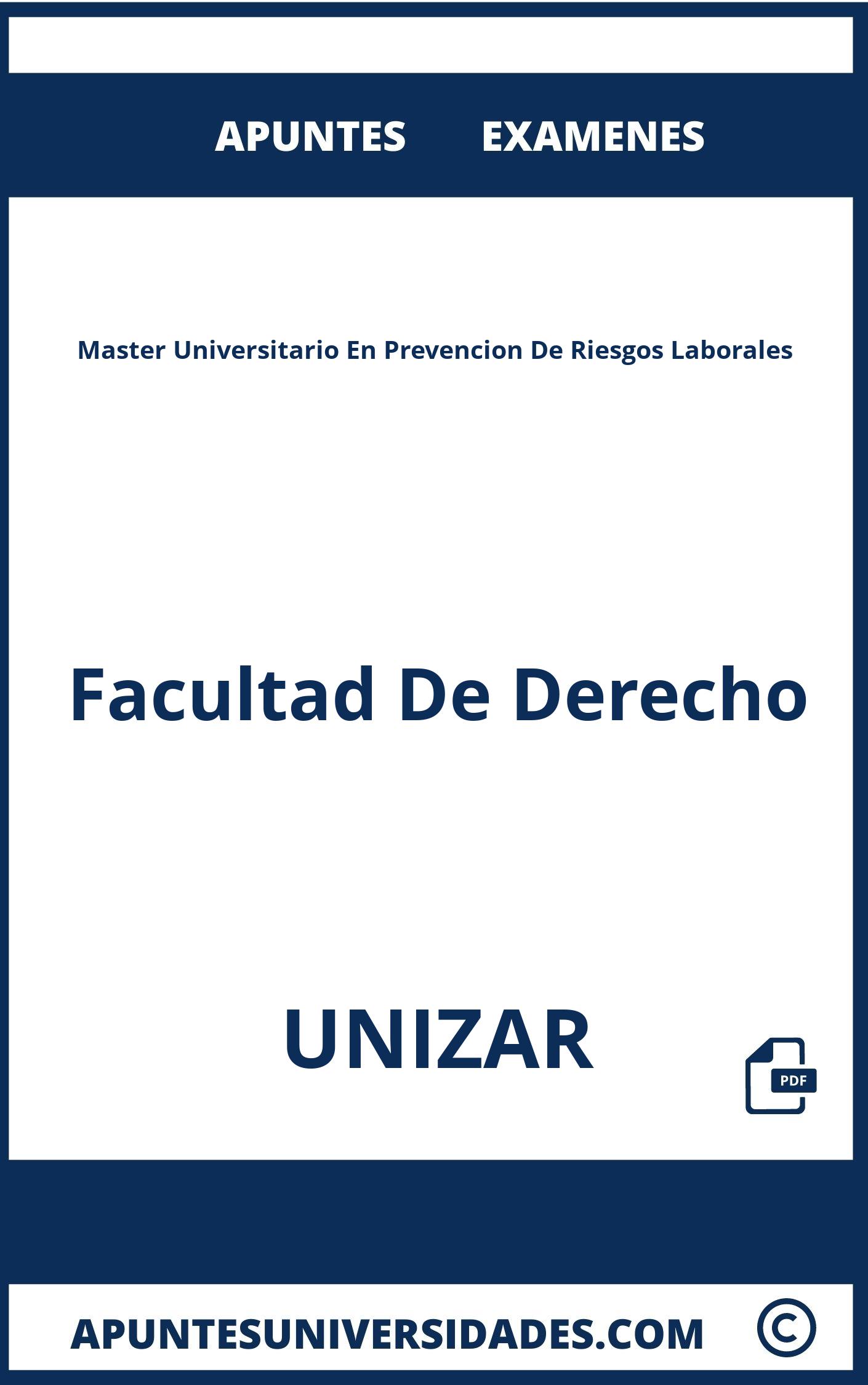 Master Universitario En Prevencion De Riesgos Laborales UNIZAR Examenes Apuntes